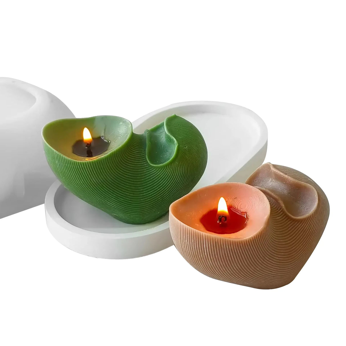 Aesthetic Wavy Fluted Geometric Striped Silicone Wax Candle Moulds Home Decor Unique Sculptural Ribbed Candle Mold
