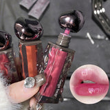 Rouge à lèvres liquide violet foncé, léger, longue tenue, transparent, hydratant, effet miroir, rose pêche, antiadhésif