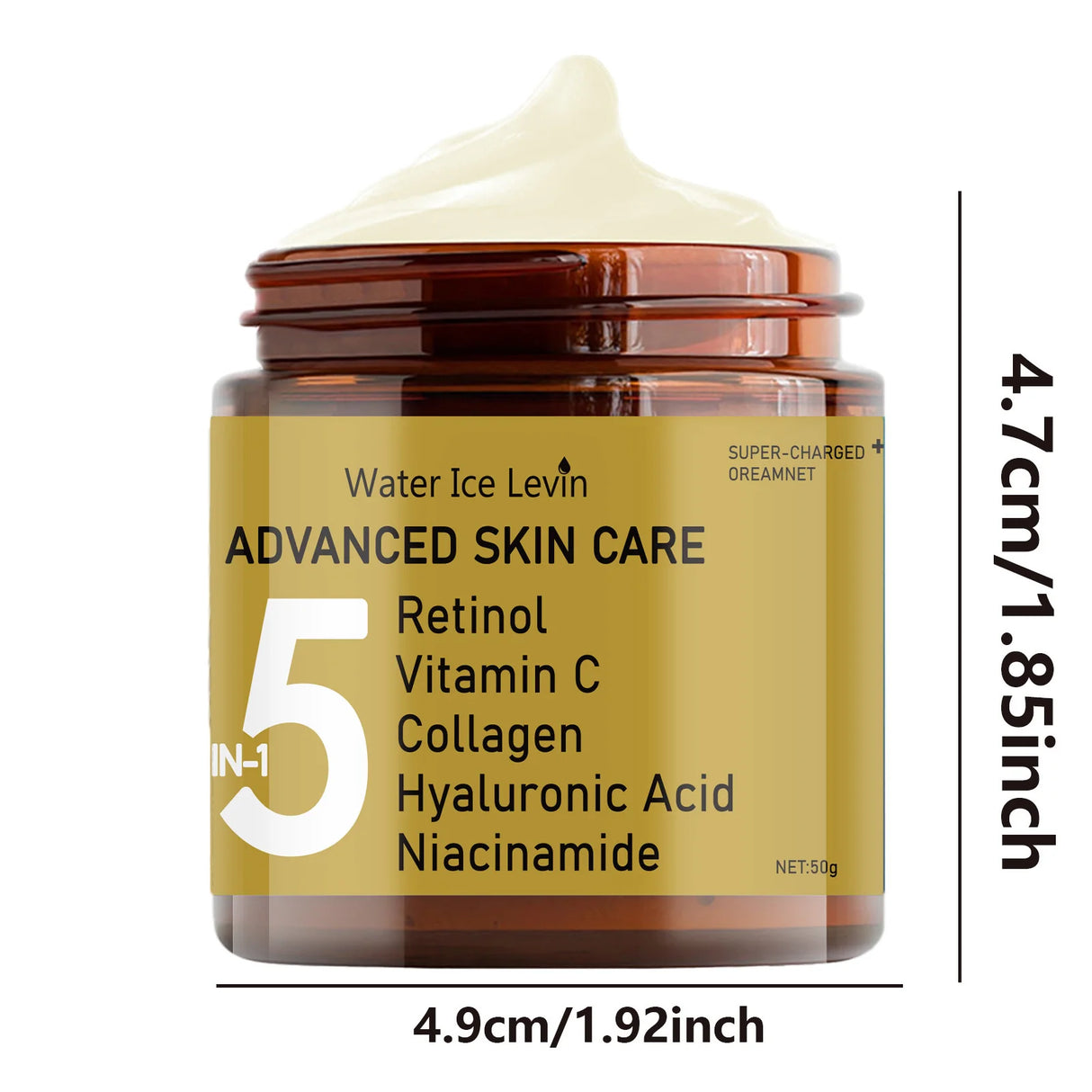 Facial Cream Contains Hyaluronic Acid, Collagen, Retinol and Niacinamide Moisturizes and Nutrition, Soft, Elasticity, and Energetic Skin