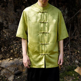 2024 Summer Chinese Style Mens Tops Tang Suit Summer Traditional Short Sleeve China Style Dragon Pattern Printing Shirts M-5XL - Lootquake
