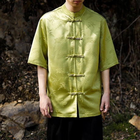 2024 Summer Chinese Style Mens Tops Tang Suit Summer Traditional Short Sleeve China Style Dragon Pattern Printing Shirts M-5XL - Lootquake