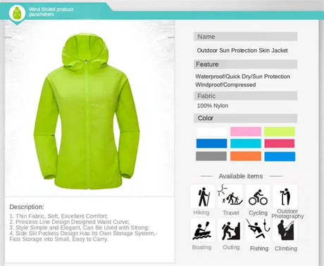 Camping Waterproof Jacket Men Women Windbreaker Men Raincoat Rain Jacket Men Waterproof Hiking Climbing Clothes Sun Protection - Lootquake