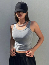 Camisole Tank Soft Cotton Top Women Summer Outfits Tight And Sexy Tank Top Knitted Bottom Shirt And Sleeveless Top For Outerwear - Lootquake