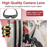 Cámara de gafas HD 1080P para tomar fotos y grabar videos al aire libre, ideal para ciclismo, portátil, mini cámara con control de un botón.