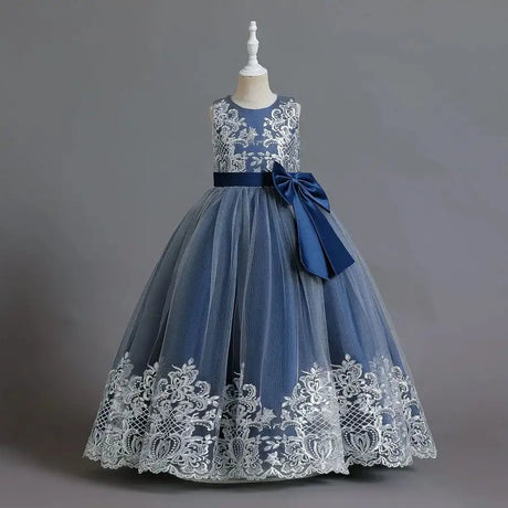 New Christmas Party Princess long dress children's dress children's gauze lace birthday party dinner ball big butterfly dress - Lootquake