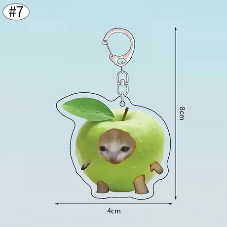 Funny Banana Cat Key Chain Creative Acrylic Happy Cats Schoolbag Pendant Bag Accessories DIY Mobile phone Lanyard Student Gift - Lootquake