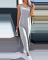 Hollow Out Solid Long Dress Women Fashion Sleeveless O-neck Maxi Dresses For Women 2024 Summer Women's Slim Split Vestidos Black - Lootquake