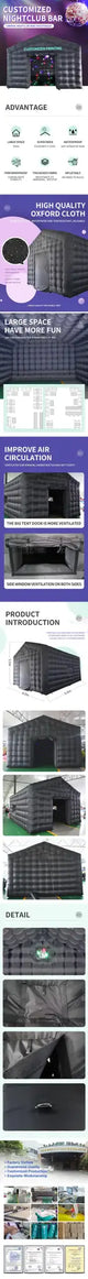 8x6m Black Inflatable Nightclub Tent with Disco Light N Fog Machine Portable Carnival Inflatable Party Tent House - Lootquake