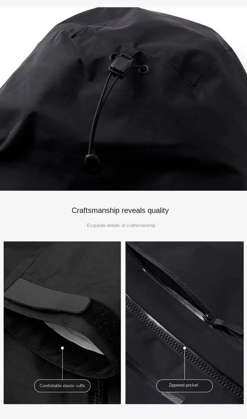Jacket Men's Sports Casual Soft-shell Zipper Pocket Water Repellent Windbreaker New Autumn Functional Camping Hooded Raincoat - Lootquake