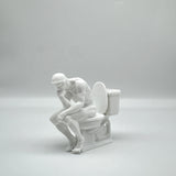 3D Printed, The Thinker Statue Sitting on Toilet, Durable Plastic, Humorous Bathroom Desktop Office Decor, Unique Design