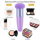 Lot de 3 pinceaux de maquillage pour femme, houppette à tête de champignon, pour fond de teint, correcteur, estompeur, avec manche lisse, outils de beauté