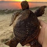 Sea Turtle Shaped Resin Statue,Wooden Hand Carved Turtle Tortoise Statue,Seaside Tropical Sea Turtle Decor for Bathroom Decor