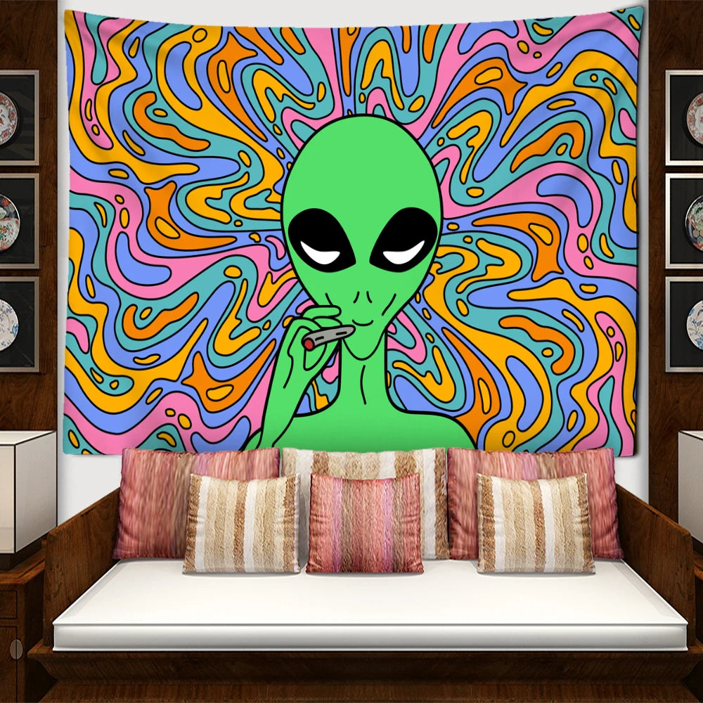 Psychedelic Vertigo Alien Tapestry Wall Hanging Abstract Hippie Tapies Witchcraft Mysterious Bohemian Dormitory Home Decor