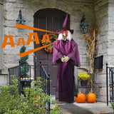 Halloween Hanging Witch Decor Skeleton with Sound Glowing Red Eyes Scary Talking Witch Halloween Decorations Haunted House Props
