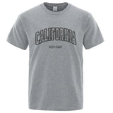 California West Coast Street Letter Tops Men Hip Hop Crewneck Tee Clothes T Shirt Summer Breathable T-Shirt Street Cotton Tshirt - Lootquake