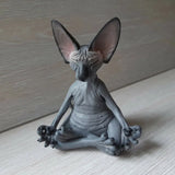 Meditation Yoga Happy Cat Whimsical Buddha Sphinx Cat Statue Art Deco Sculpture Outdoor Garden Statue