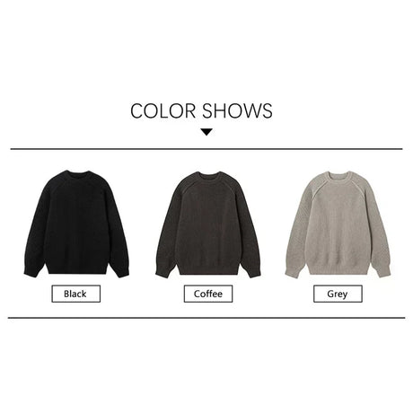 TFETTERS Brand Sweaters Trend 2025 Mans Autumn Winter Solid Color Splicing Loose O Neck Oversize Pullover New Man Motion Clothes - Lootquake