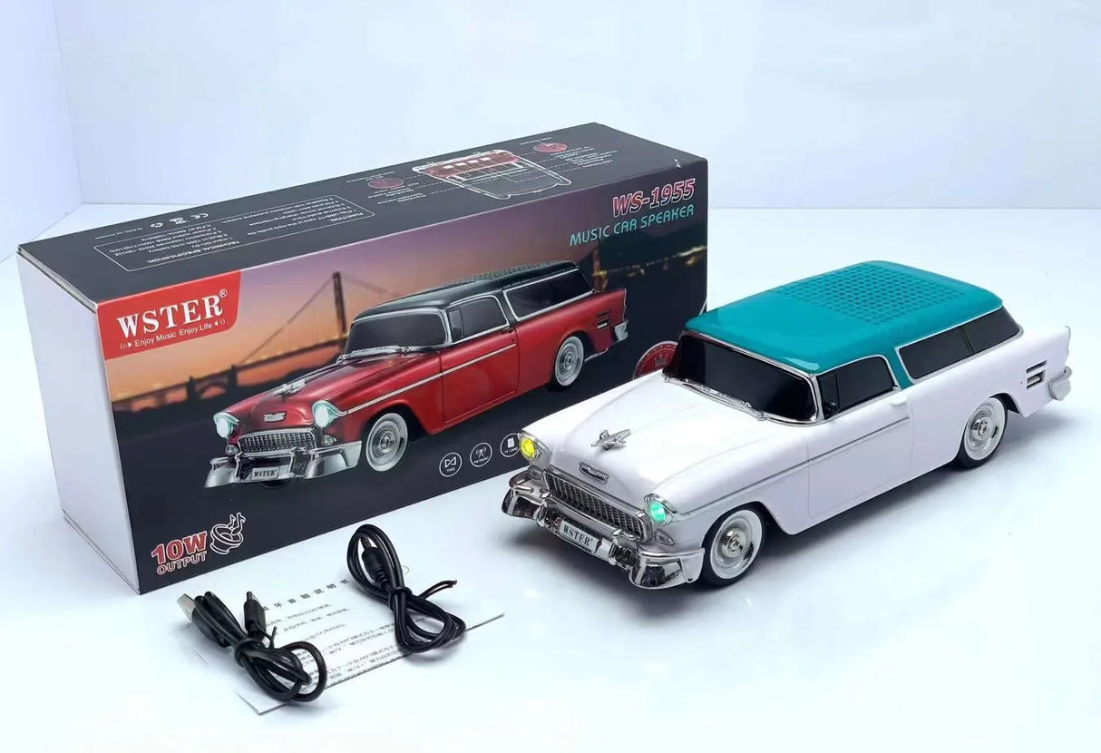 Enceinte Bluetooth sans fil pour PC, en forme de voiture classique, hi-fi, boombox, compatible radio FM, disque U, carte TF, AUX, cadeaux spéciaux, Caixa De Som