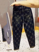 Jeans for women spring autumn new high waist loose fit slim pants trend 2024 New - Lootquake