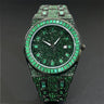 2024 New MISSFOX Hip Hop Green Iced Watches Mens Luxury Stainless Steel AAA Clocks Man Fashion Square Diamond Jewelry Wristwatch - Lootquake