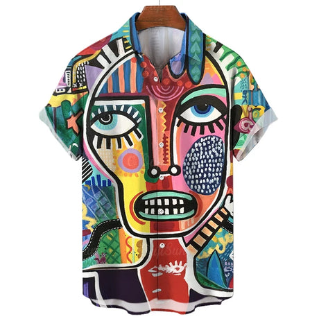 Hawaiian Three-Dimensional Eye Fashion Shirts For Men 3d Print Casual Short Sleeved Summer Tops Funny Clothes For Man Clothing - Lootquake