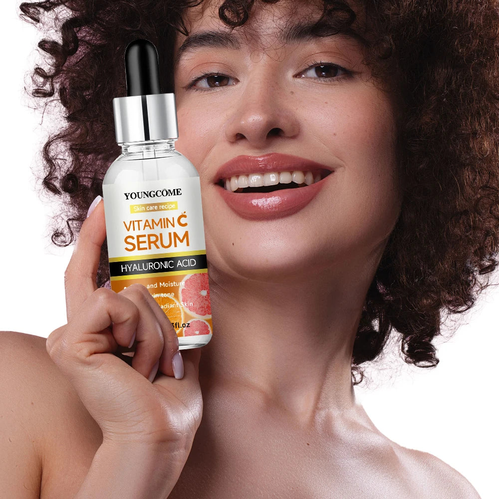 Suero facial con vitamina C, antiedad, blanqueador, iluminador, elimina manchas oscuras y pecas, con ácido hialurónico y vitamina E (40 ml/60 ml)