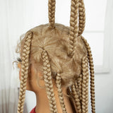 Blonde 12 Inch Synthetic Braided Wigs | Transparent Full Lace Bantu Knotless Box Braids with Baby Hair for Black Women