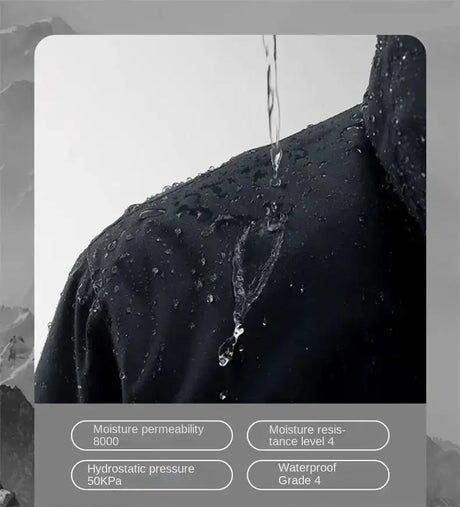 Jacket Men's Sports Casual Soft-shell Zipper Pocket Water Repellent Windbreaker New Autumn Functional Camping Hooded Raincoat - Lootquake