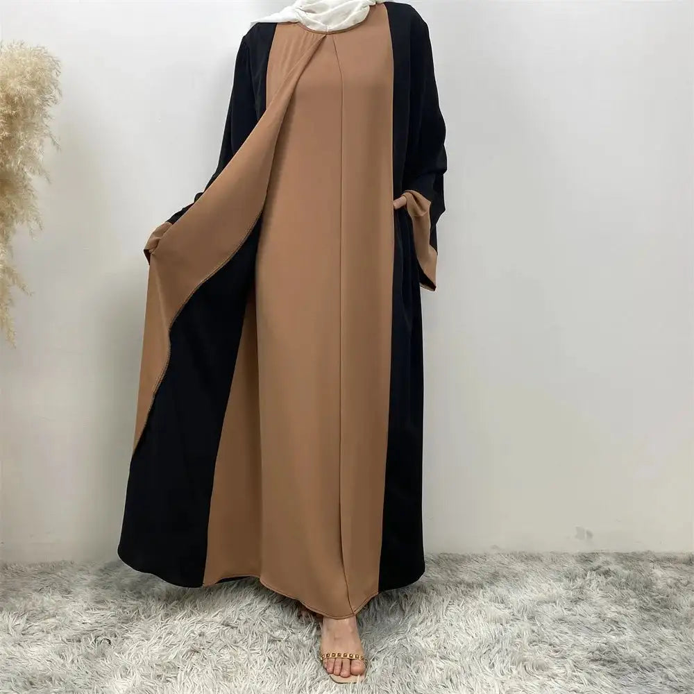Vestido de fiesta musulmán Eid para mujer, Abaya de Ramadán, vestido largo falso de dos piezas, marroquí, Dubái, Turquía, bata Jalabiya 2024