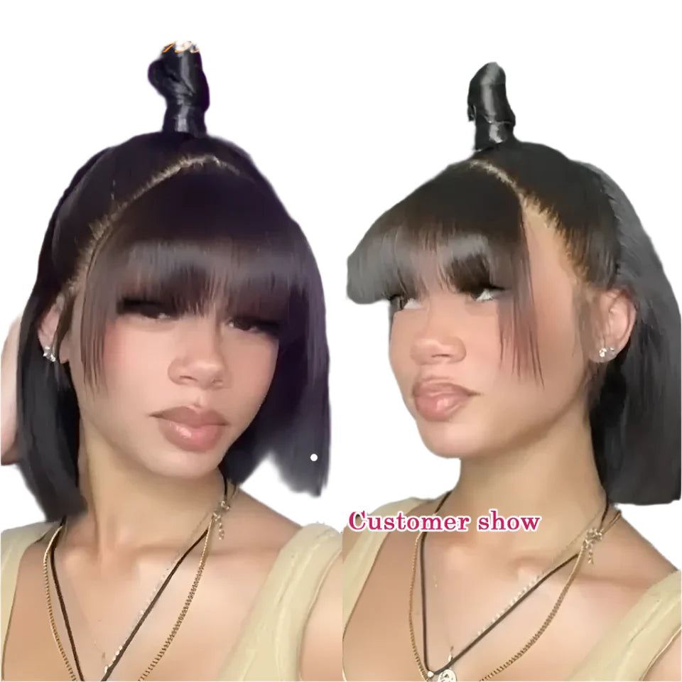 180% Density Minimalist Straight Bob Wig | Middle Part Lace with Bangs