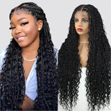 32" Blonde Goddess Locs Wig | Boho Braids & Curls | Full Lace Front | Baby Hair | Synthetic Hair