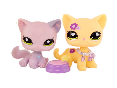 Mini 2pcs Lot Pet Shop Dogs and Cats Collectable With Accessories Best Gift For Kids Toy - Lootquake