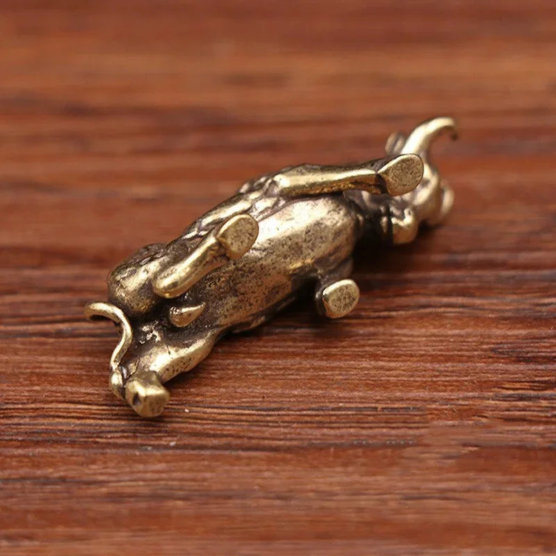 Estatua de bouledogue porte-bonheur en laiton, adornos de decoración de casa, figuritas de animales, miniaturas en cuivre