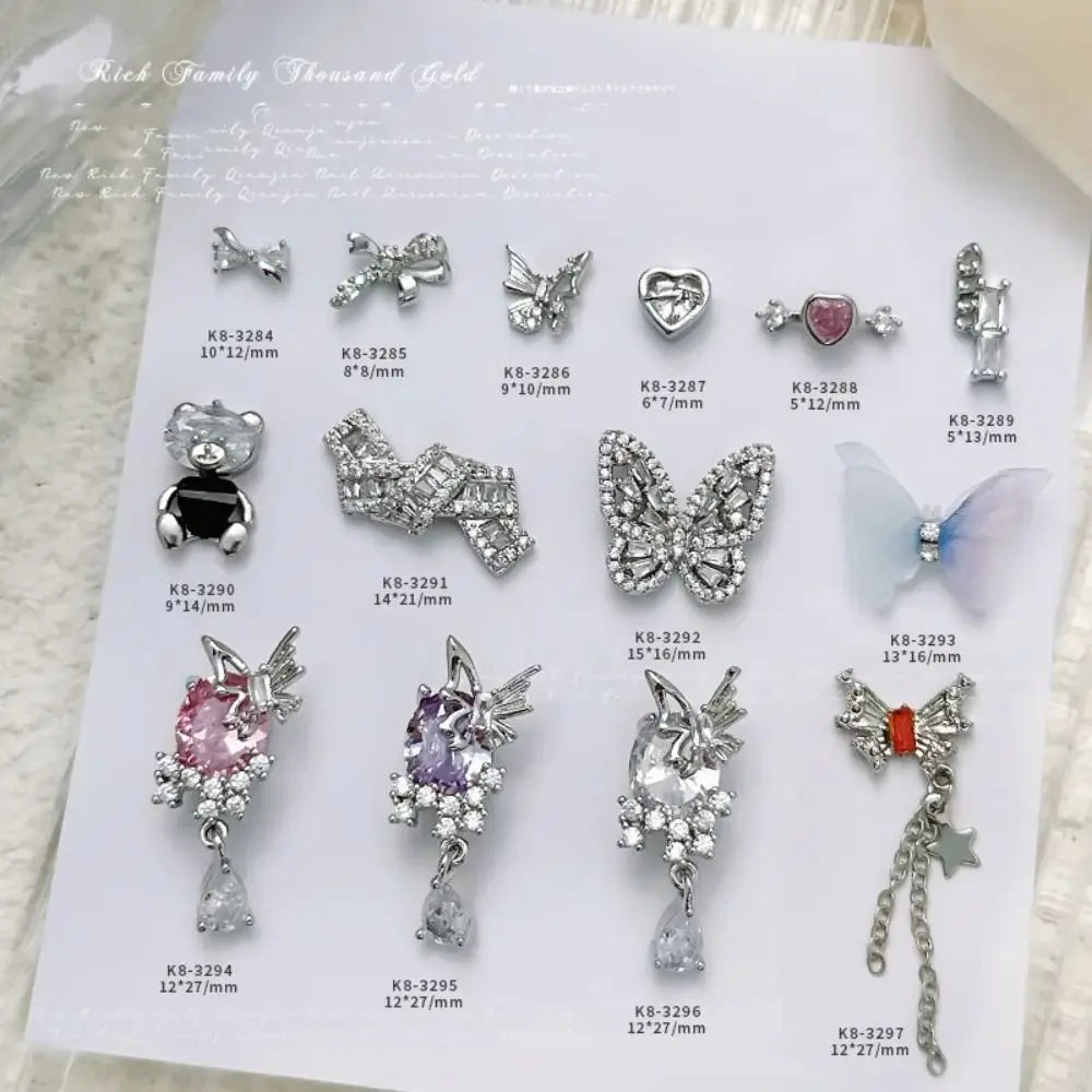 Light Luxury Charms Luxury Nails DIY Nail Charms Japanese Style Pink Jewel Nails Decor Manicure Ornaments Alloy