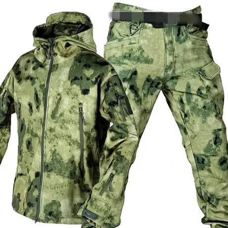 5XL Shark Skin Soft Shell Autumn and Winter Plush Thickened Mountaineering Tactics Training Breathable Windproof Charge Suit - Lootquake