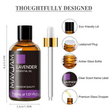 MAYJAM 1PCS 30ML Huile Essentielle d'Aromathérapie Lavande Vanille Jasmin Eucalyptus Menthe Poivrée Huile Aromatique pour Diffuseur Bougie Savon