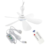 Silent 6 Leaves USB Powered Ceiling Canopy Fan with Remote Control Timing 4 Speed Hanging Fan for Camping Bed Dormitory Tent New - Lootquake
