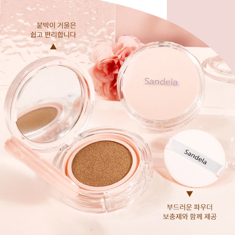 Base de maquillaje hidratante mate y sedosa de SANDELA, de larga duración, con cojín de aire, crema BB y CC en cojín