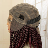 16 Inch Brown Twisted Braided Bob Wig | Full Lace | Kanekalon Fiber | For Black Women