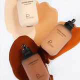 Base de maquillaje natural de larga duración Pudaier - Botella pequeña marrón, acabado mate, no pegajosa, textura cremosa, adecuada para todo tipo de piel