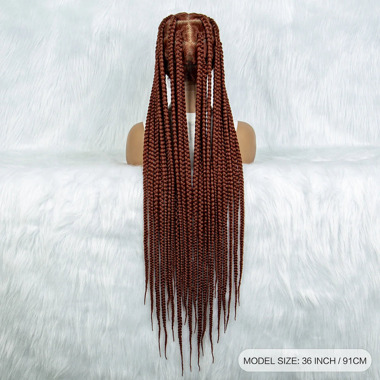 36" Ginger Cornrow & Jumbo Box Braids Wig | Full Lace | #350 Color | Knotless | KIMA Wigs