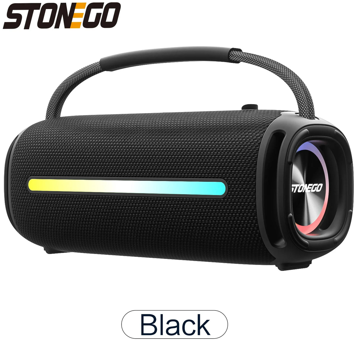 Altavoz inalámbrico portátil Bluetooth 53 para exteriores, resistente al agua IPX6, altavoz de alta potencia con linterna RGB y subwoofer.