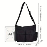 Women's School Messenger Bags For Women Shoulder Ladies Designer Handbag Solid Large Capacity Casual Canvas Shoulder Female Bags - Lootquake