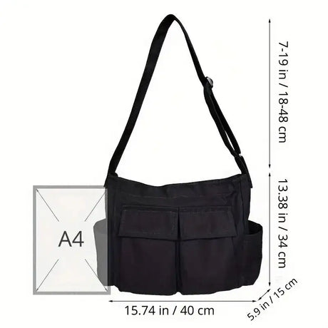 Women's School Messenger Bags For Women Shoulder Ladies Designer Handbag Solid Large Capacity Casual Canvas Shoulder Female Bags - Lootquake