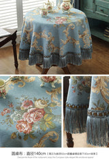 European Retro Style Jacquard Tablecloth Chenille  Tassels Home Furnishings Living Room Decorate Dustproof Round Tablecloth