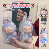 Étui de protection Labubu 17 cm Labubu V1V2V3, adapté au port de vêtements, étui de rangement en acrylique transparent, cadeaux DIY