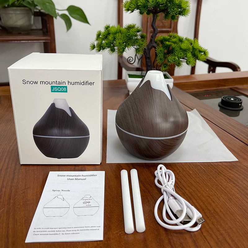 350ML USB aroma oil diffuser wood electric humidifier ultrasonic air humidifier mini aromatherapy LED light mist maker for home
