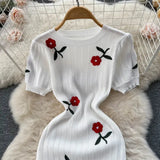 Crochet Dresses Knit Cut Out Dress Jurk Dames Beach Dresses for Women 2023 Short Sleevel Female Vestidos Mujer Maxi Long Dress - Lootquake