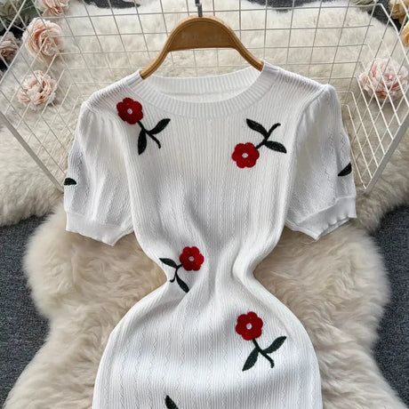 Crochet Dresses Knit Cut Out Dress Jurk Dames Beach Dresses for Women 2023 Short Sleevel Female Vestidos Mujer Maxi Long Dress - Lootquake