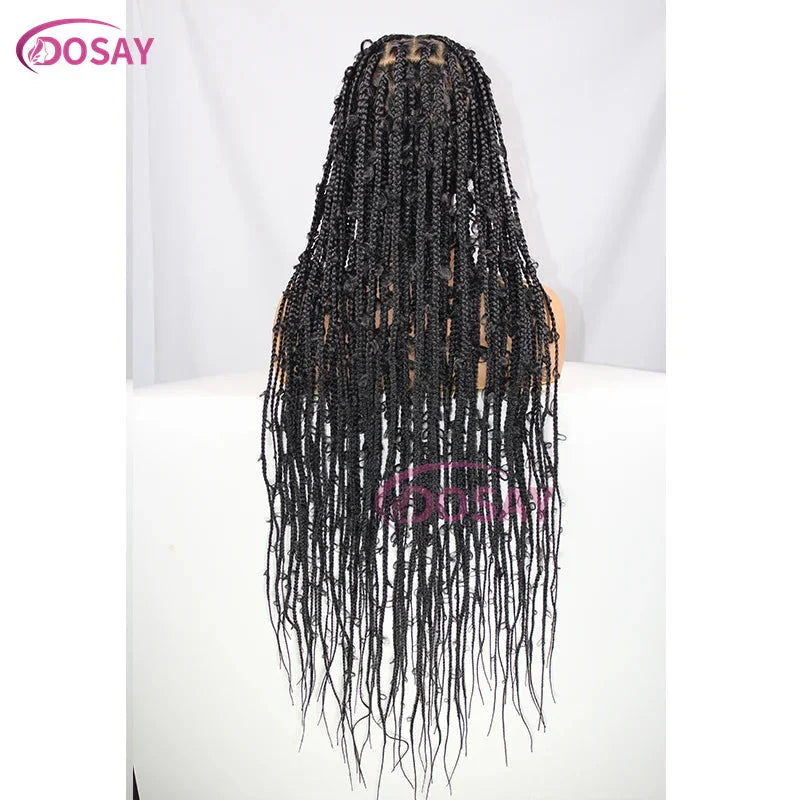 36" Butterfly Braids Wig | 613 Blonde & Burgundy Accents | Full Lace | Goddess Locs & Box Braids